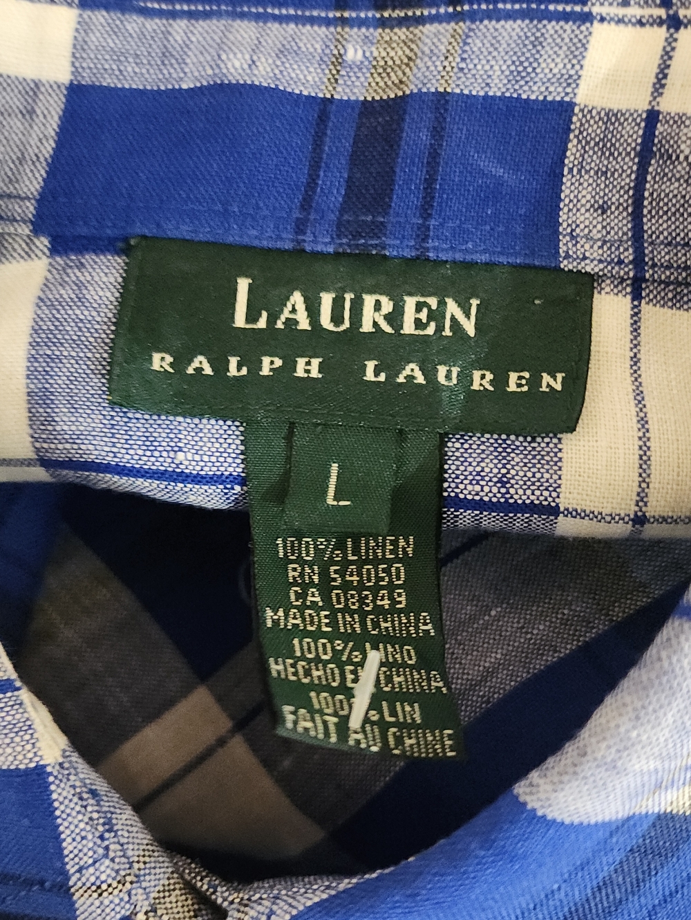 Lauren Ralph Lauren Long Sleeve 100% Linen Plaid Button Down Shirt - Picture 7 of 7